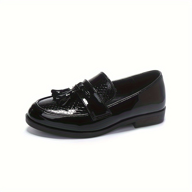Mocasines casuals negros para hombre con suela de TPR antideslizante y detalle de borla