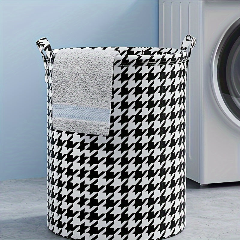 Cesto de ropa de pata de gallo con asas, cesta redonda de tela para almacenamiento en el baño