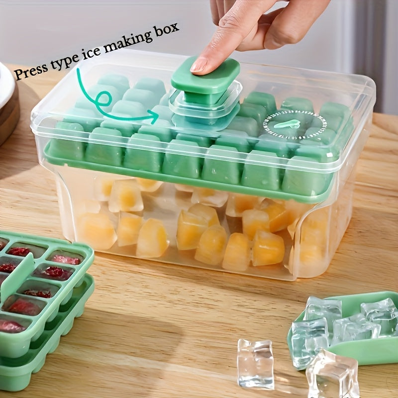 68-Cavity Ice Cube Tray Set with Lid Food Grade PP for Chilled Drinks