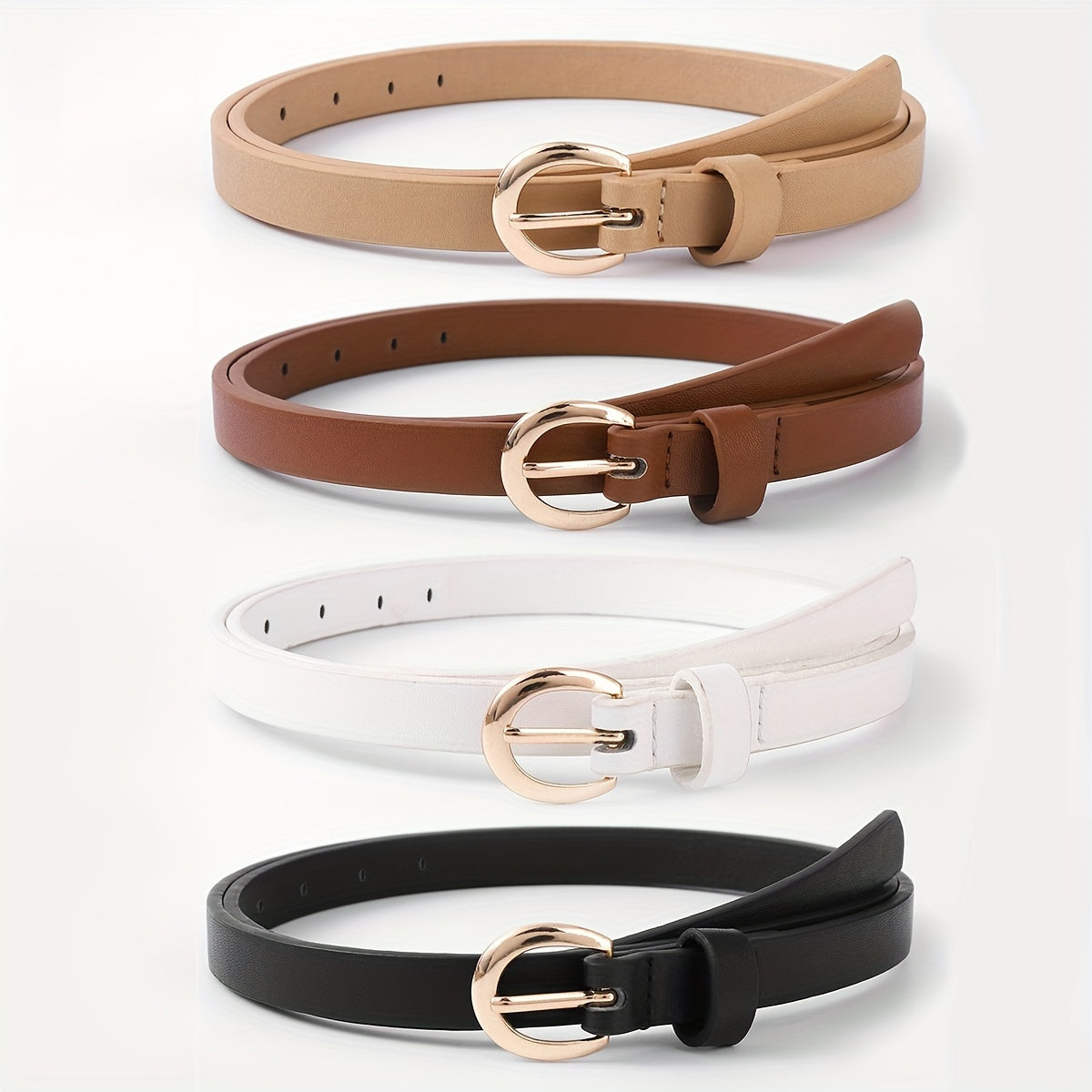 Women's PU Leather Belt with Needle Buckle for Casual Jeans in Solid Colors
