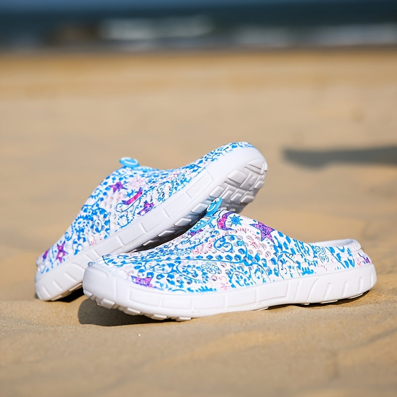 Women's EVA Slip-On Shoes with Star and Moon Pattern Flat Sandals