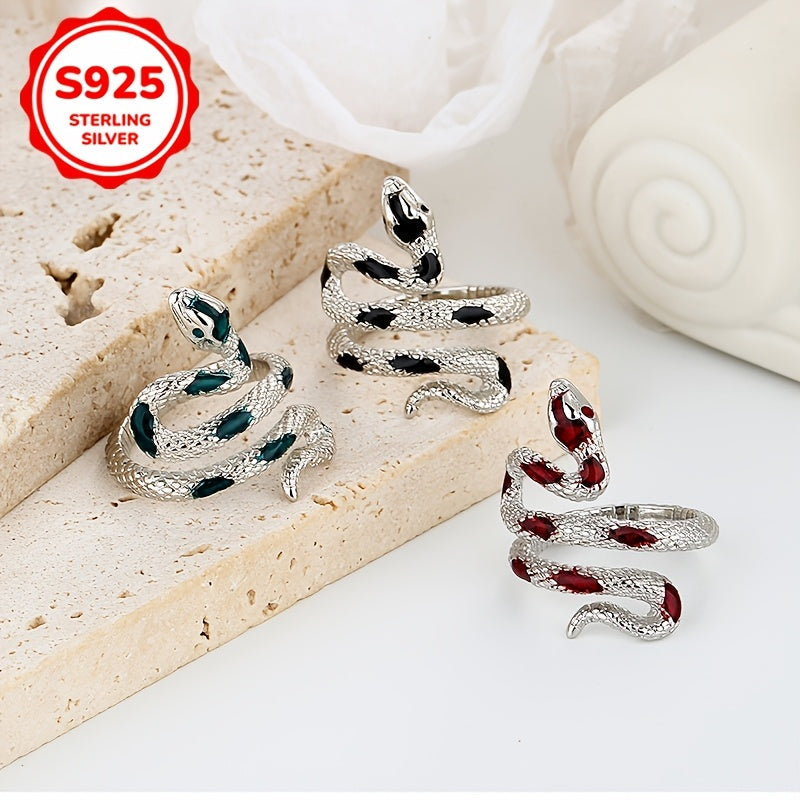 Sterling Silver Snake Open Ring Minimalist Animal-Inspired Statement Jewelry