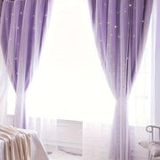 Hollow Star Curtains Two Layers Soft Breathable Fabric for Living Room Bedroom