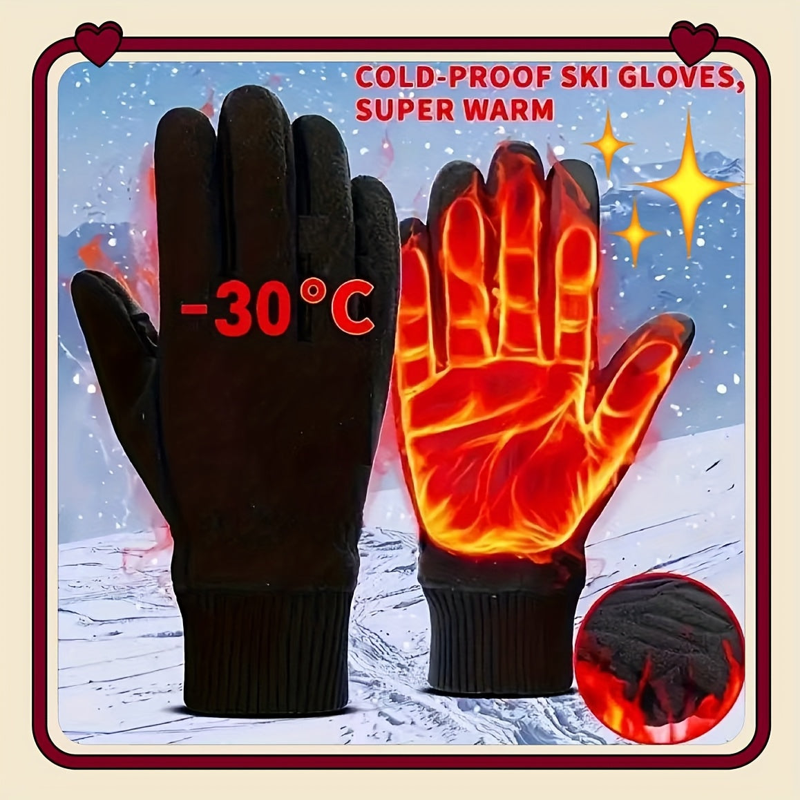 Winter Touchscreen Gloves for Men Women Warm Windproof Anti-Slip Ski Outdoor