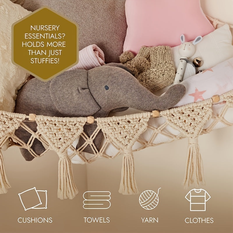 Большой макраме-гамак для мягких игрушек и игрушек, подходящий для детей от 14 лет и старше