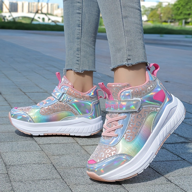 Kids Mid-Top Walking Shoes with Detachable Roller Skates for Boys and Girls