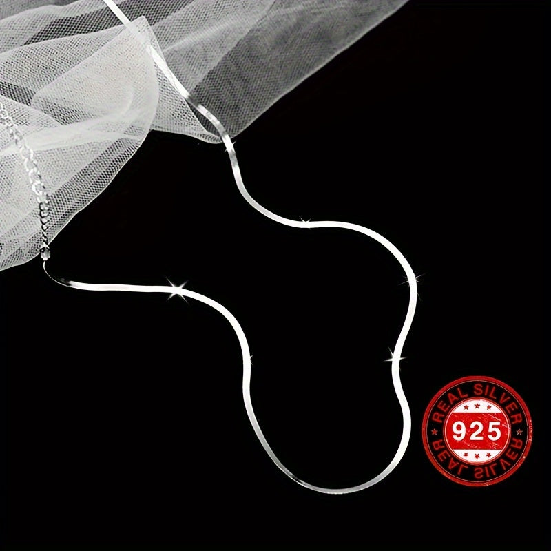 Sterling Silver Snake Chain Necklace for Women Cold Style Blade Design Light Luxury Clavicle Chain