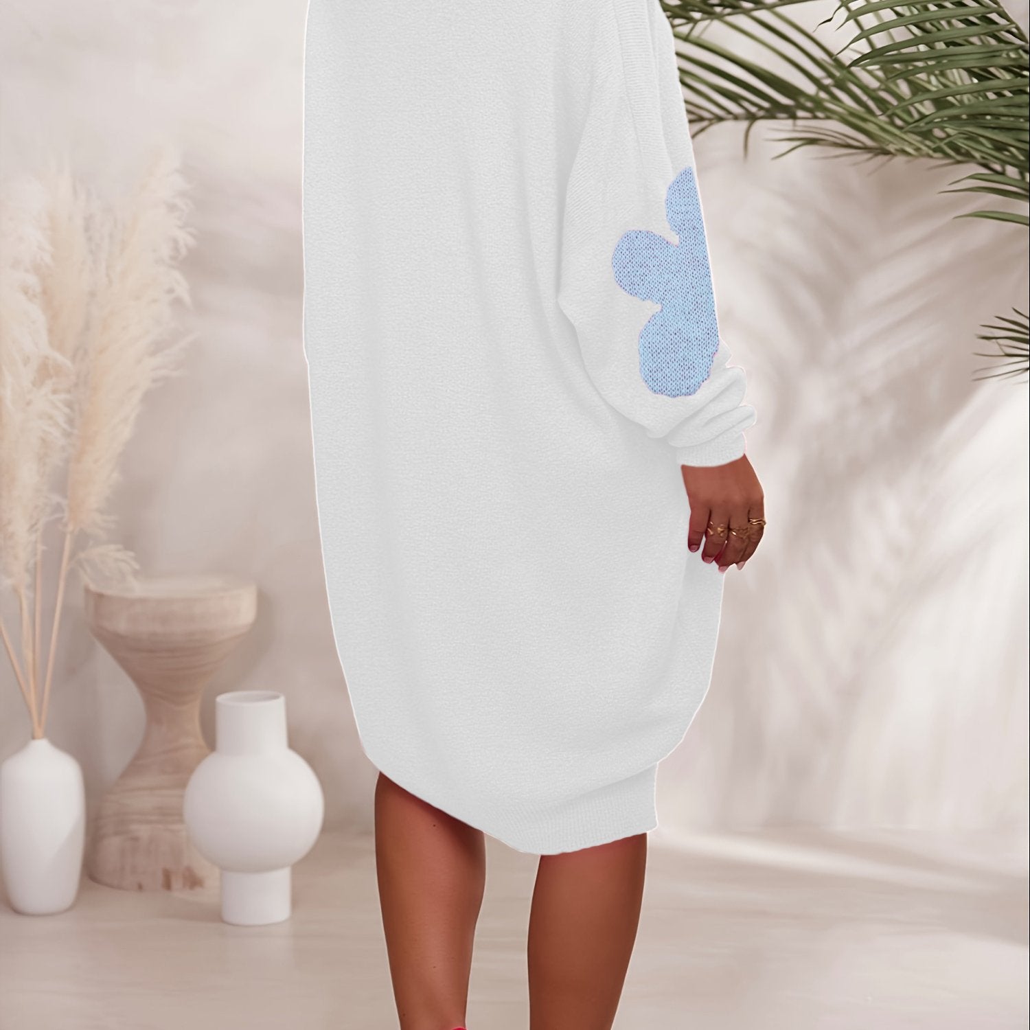 Plus Size Women's Floral Print V-Neck Sweater Knitwear All-Season Comfort