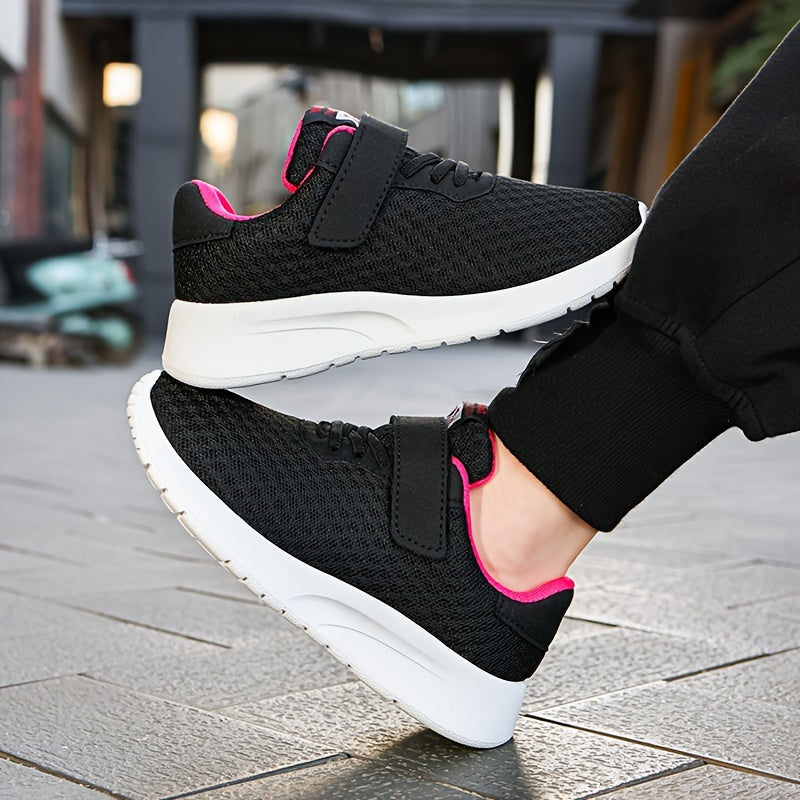 2024 Yengil qizlar uchun nafas oladigan to'rli krossovkalar, sehrli lenta bilan yopish, EVA taglik, dumaloq barmoq, kundalik tasodifiy kiyim uchun