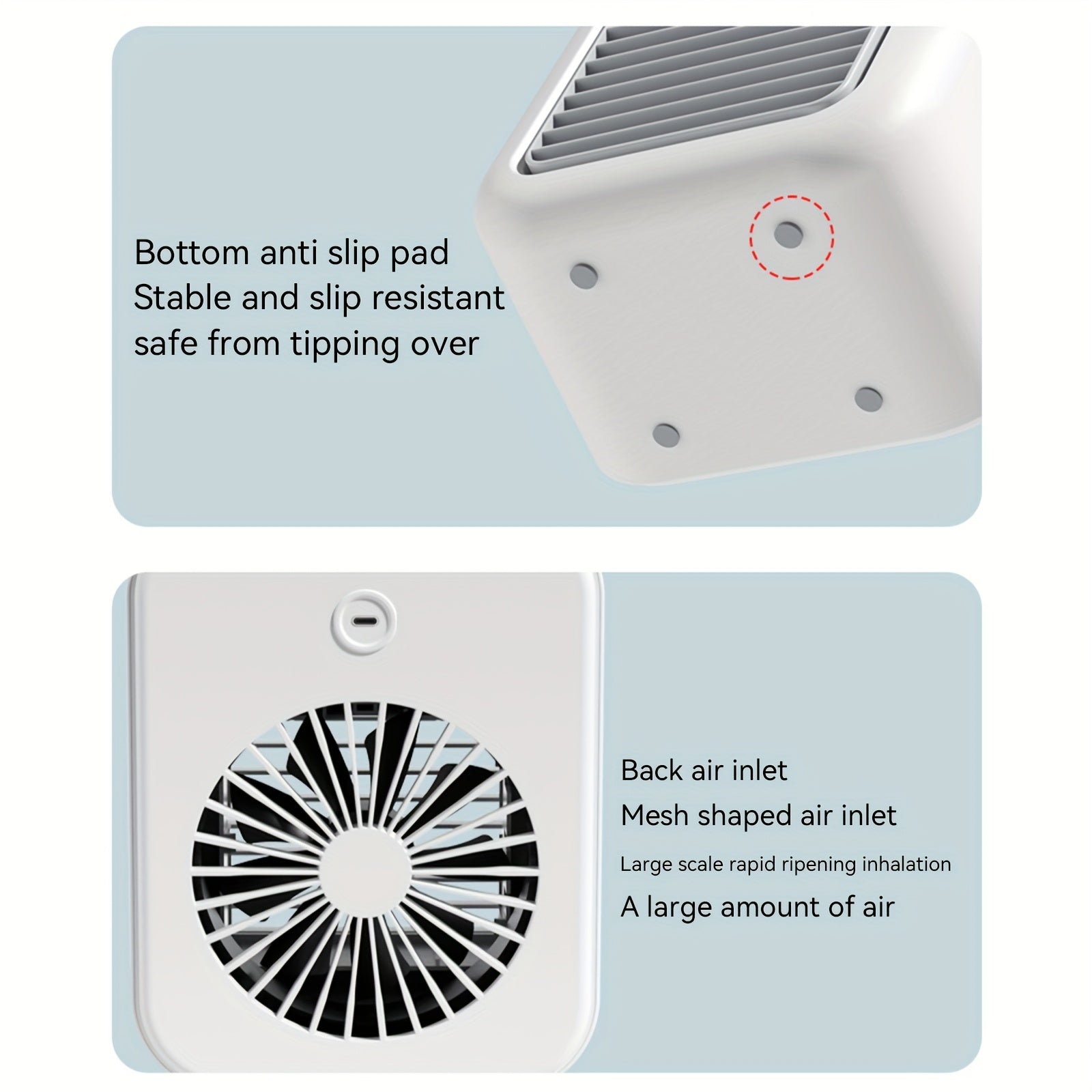 Portable USB Rechargeable Desktop Cooling Fan with Water Spray and 2-Speed Settings