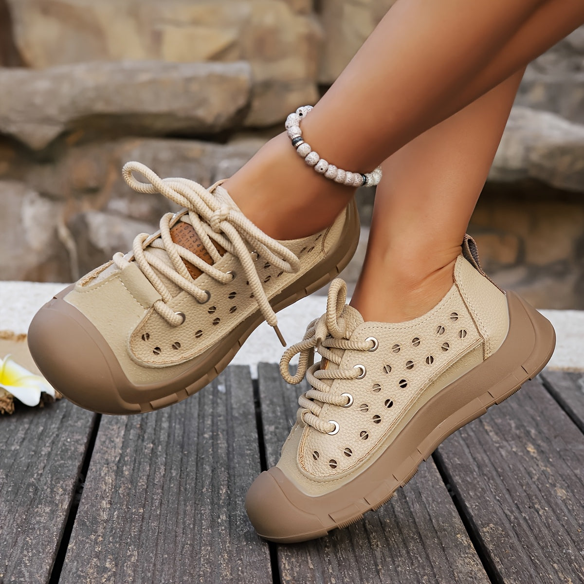 Women’s Breathable Microfiber Sneakers with Cut-Out Design for Summer Casual Sporty Shoes