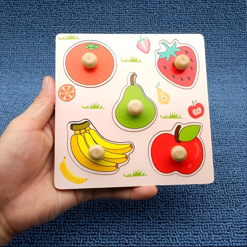Tablero de rompecabezas de frutas en 3D de madera para niños de 0 a 3 años Juguete educativo Coordinación mano-ojo Regalo