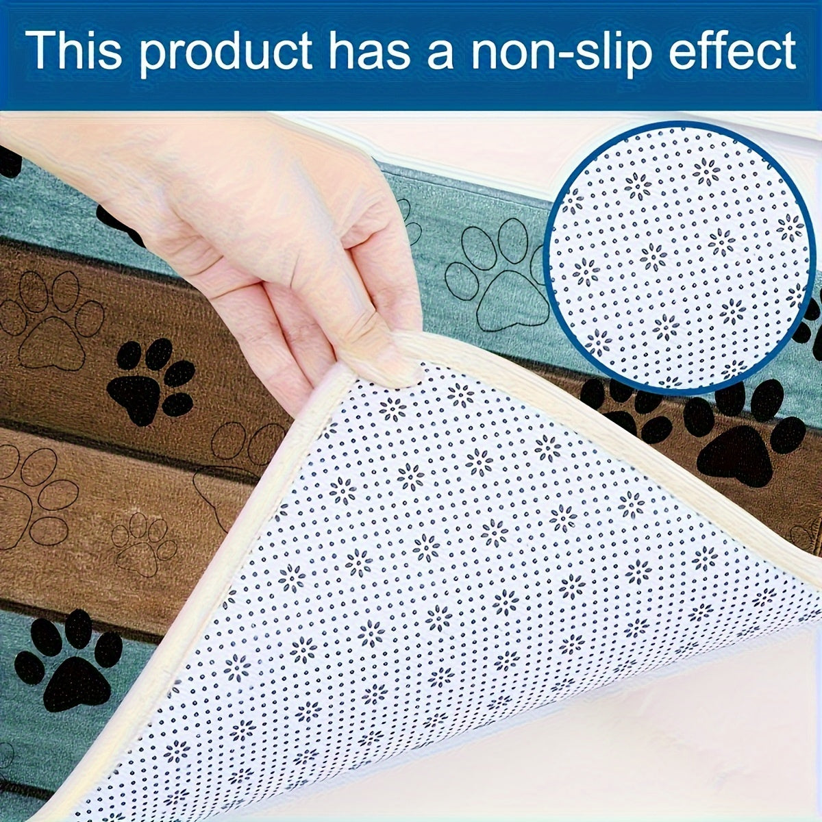Dog Paw Print Entryway Mat Fast-Absorbing Quick-Dry Bath Rug Machine Washable Indoor Rug