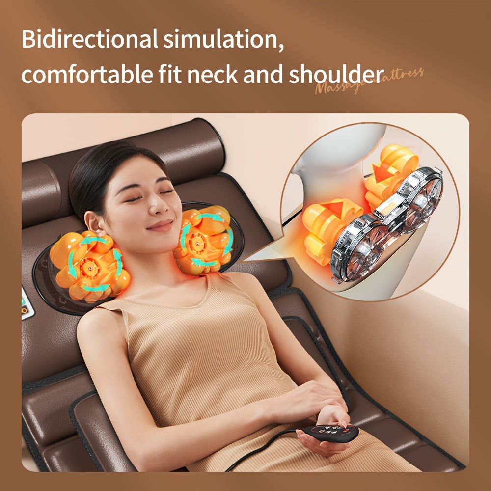 Full Body Massage Mat with 10 Vibrating Nodes Infrared Heat Adjustable Pillows Ergonomic Design
