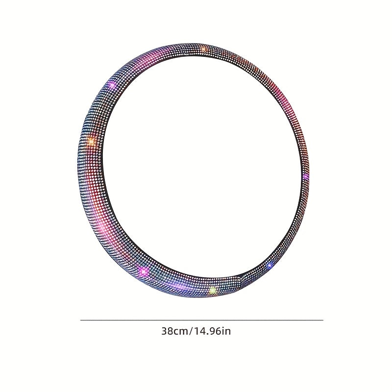 Sparkling Rhinestone Steering Wheel Cover 38cm Synthetic Fiber All-Season