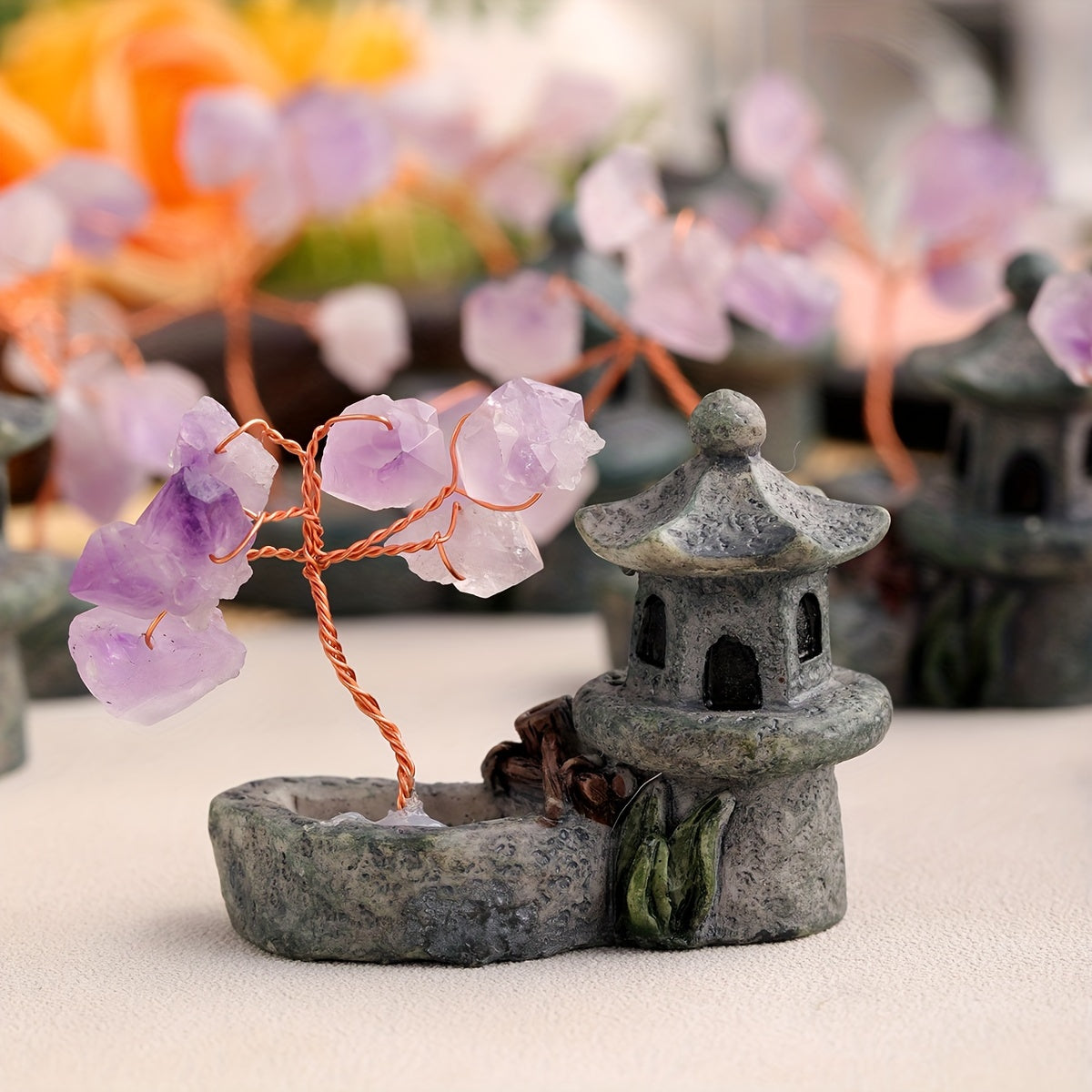 Tabiiy Amethyst Kvarts Energiya Daraxti Hayot Mini Dekoratsiyalari ichki va tashqi uy bezatish uchun