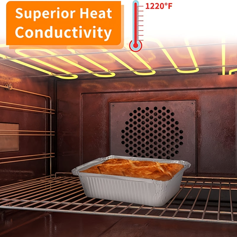 Rectangular Aluminum Foil Pan with Lid 20/50pcs Heavy Duty Disposable Baking Cooking