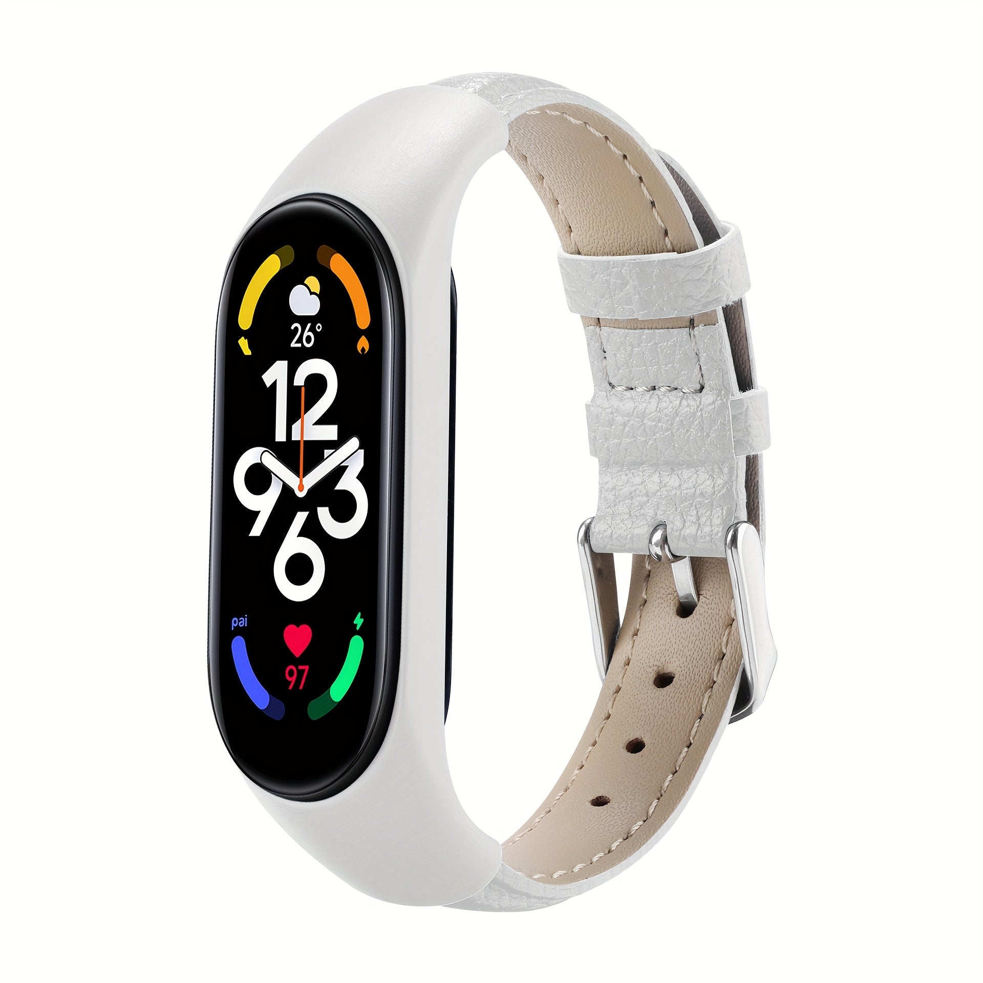 Smartwatch Strap for Xiaomi Mi Band 3 4 5 6 7 Synthetic Leather Adjustable Buckle Black Brown White