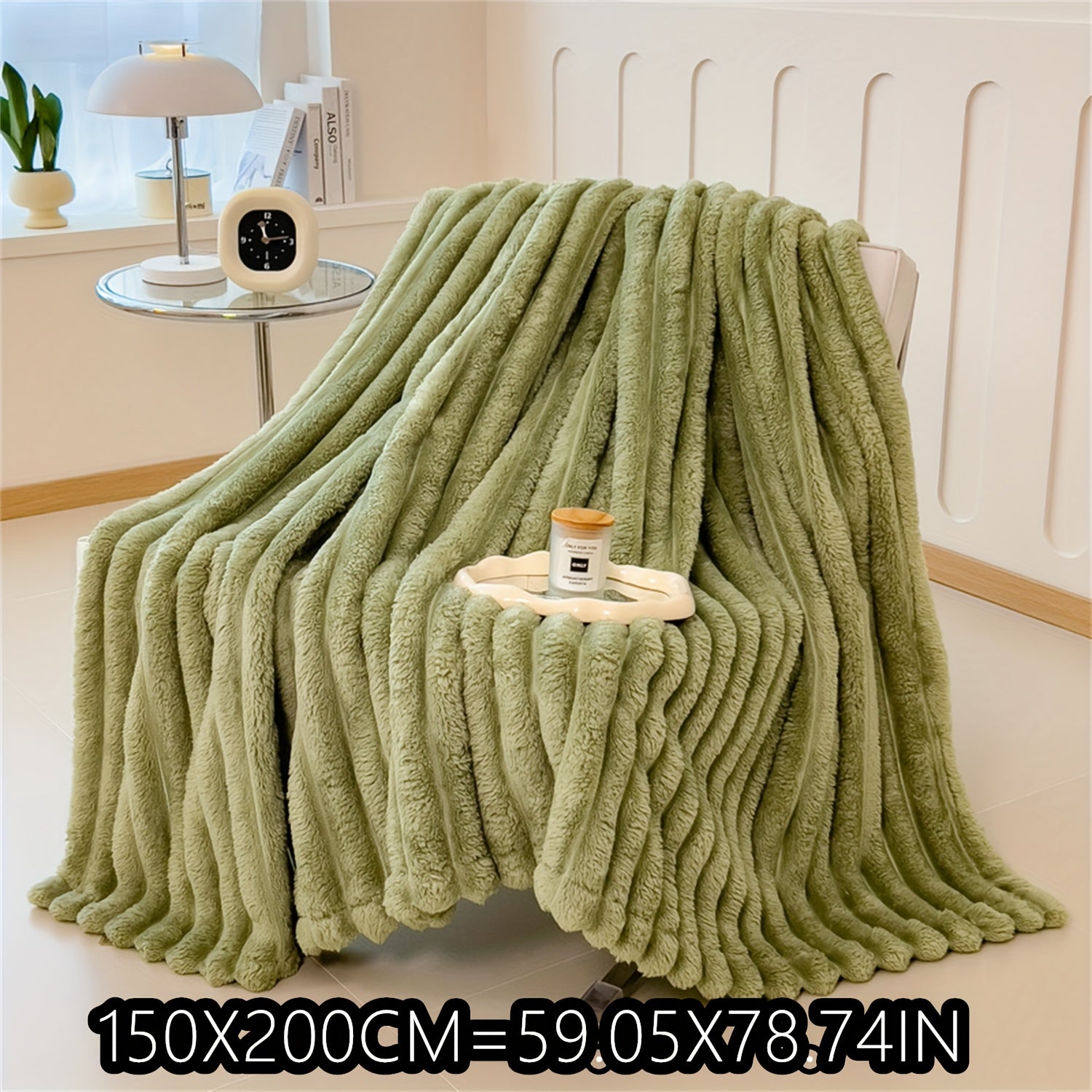 Soft Plush Faux Rabbit Blanket Cozy Warm Stylish for Home and Travel