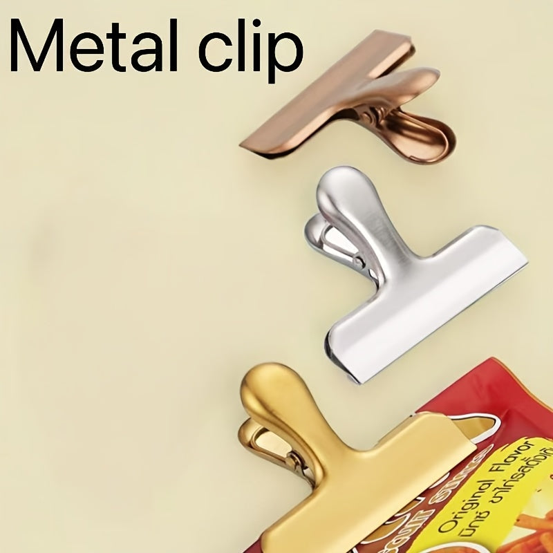 7.7cm Gold Food Bag Sealer Clip and Document Holder Clip Multipurpose Organizer