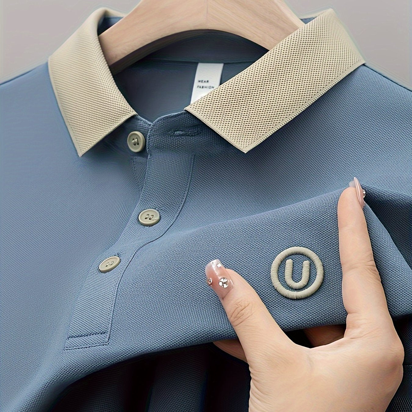 Men's Long Sleeve Golf Shirt with Embroidered Logo Collar Polyester Knit Medium Stretch Regular Fit Fall Collection