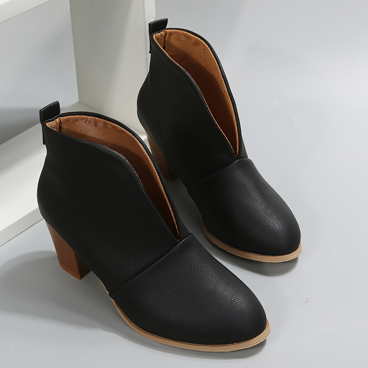 Plus Size Nude High-Top Boots For Women Autumn Winter Chunky Heel