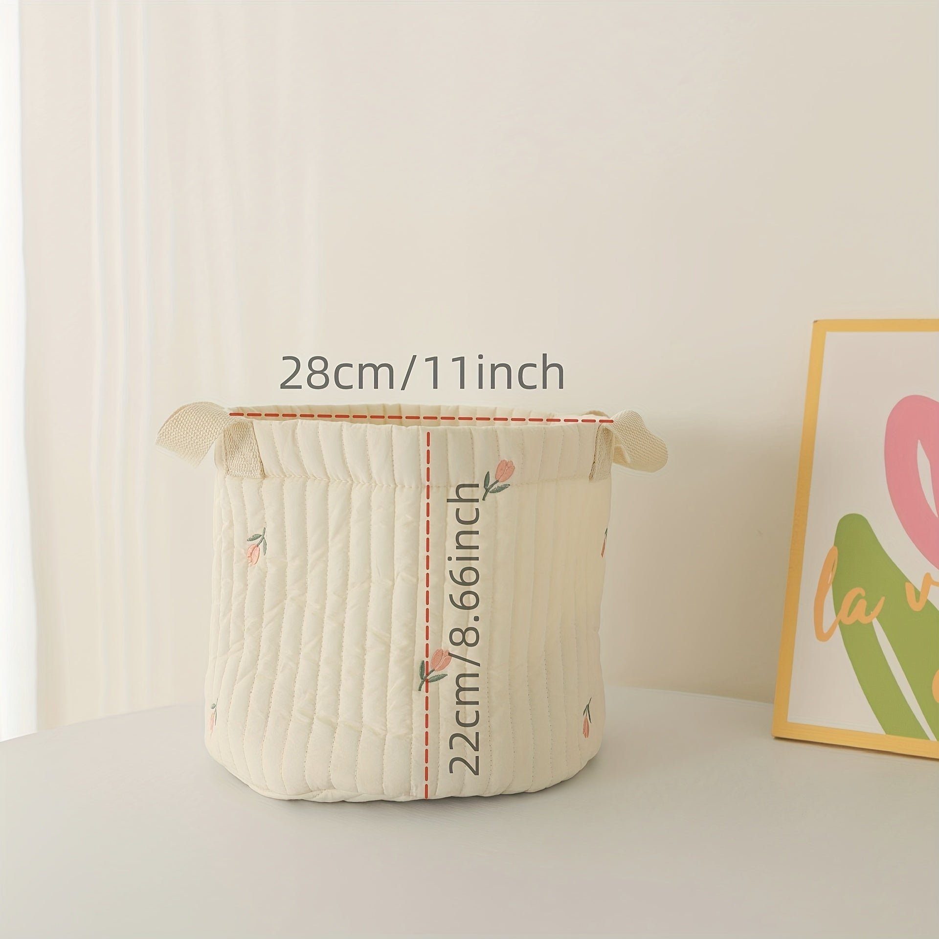 Cesta de almacenamiento bordada en algodón para la habitación del bebé