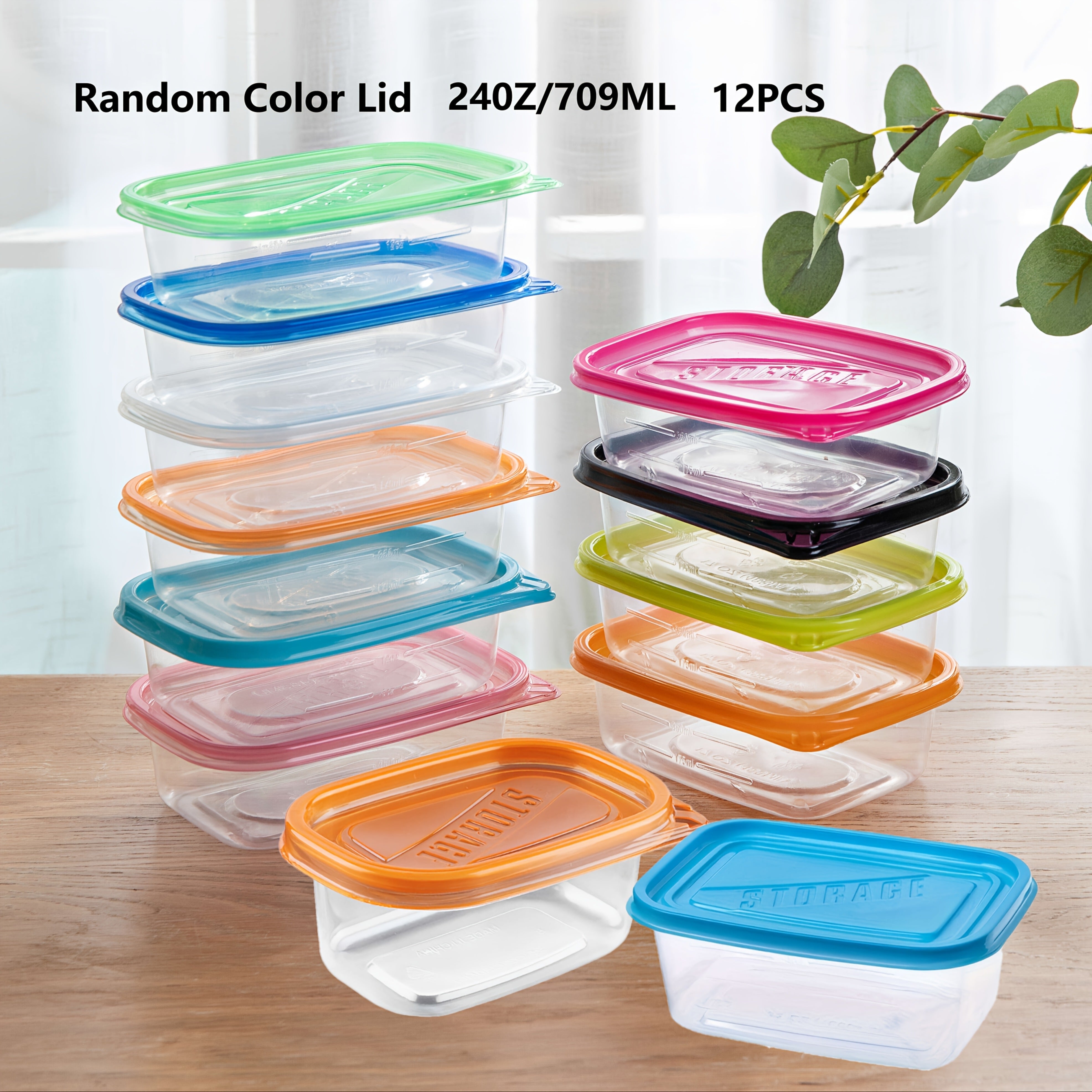 Многоразовые пластиковые контейнеры для хранения продуктов с крышками, упаковка 5 или 12, без BPA, для фруктов, овощей, мяса и круп
