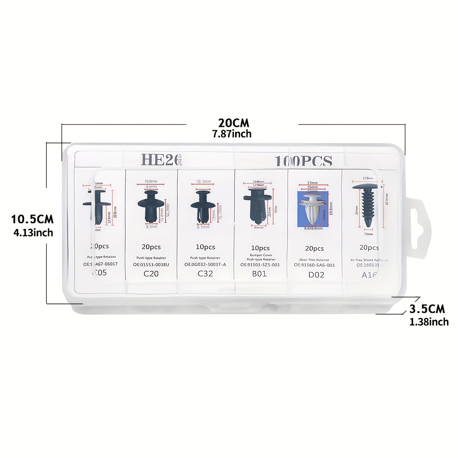 100 Pcs Car Plastic Rivets Fasteners Bumper Retainer Clips Door Trim