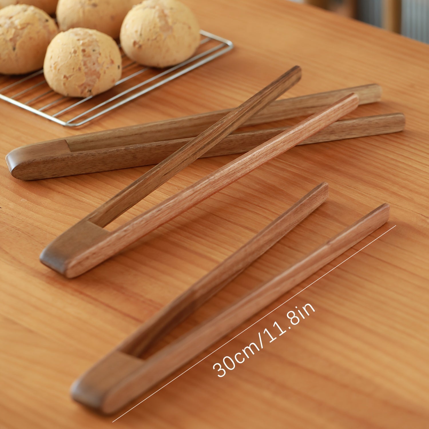 Wooden Kitchen Tongs for Grilling and Serving Durable High-Temperature Food Handling