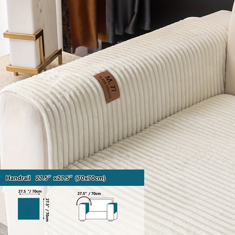 Плюшевый чехол на диван, толстый, теплый, зимний, противоскользящий, современный, дружелюбный к питомцам, для гостиной, спальни, офиса