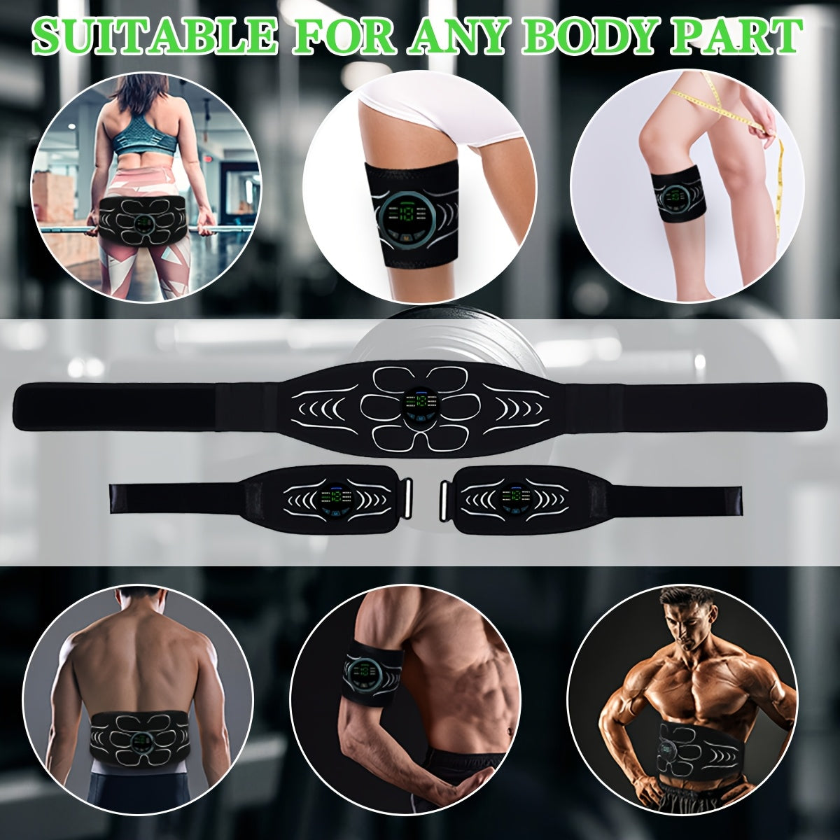 USB zaryadlash massaj kamarlarining uch qismli to'plami, o'nta massaj rejimi, EMS mushak stimulyatsiya funksiyasi, 6 ta massaj rejimi va 18 ta intensivlik. Uyda foydalanish uchun ideal va ajoyib sovg'a bo'ladi.