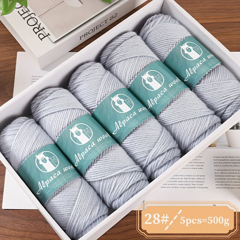 5-Pack Multicolor Alpaca Wool Yarn 500g Thick-Thin Self-Striping and Ombre