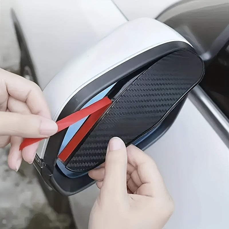 2/4 Pcs Carbon Fiber Textured Rearview Mirror Rain Covers Waterproof Anti-Fog