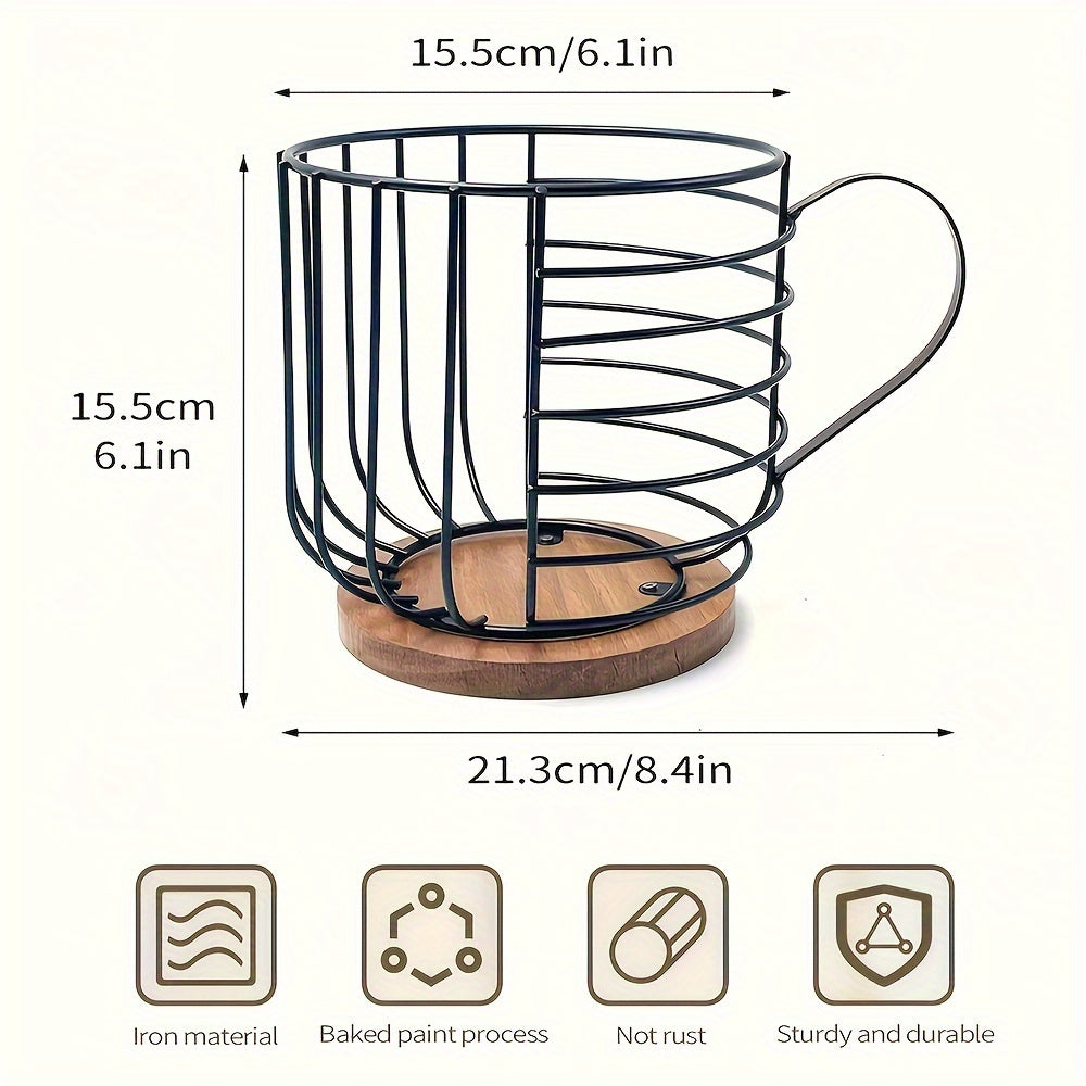 Katta Zamonaviy Qahva Savati, Yog'och Asosli: Qahva Podlari va Espresso Kapsulalari uchun Yuqori Sig'imni Saqlaydi, Oshxona, Bar va Restoranlar uchun Ideal - Mustahkam Temirdan Yasalgan