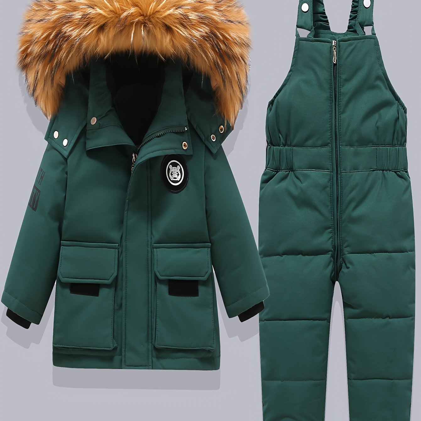 Bolalar Qish 2 ta qismli to'plami: Qizlar uchun kaputli pastki kurtka va pushti shimlar, o'rdak jun bilan to'ldirilgan, odatdagi moslik, cho'zilmaydigan polyester, to'qilgan mato, ochiq havoda faoliyatlar uchun ideal.