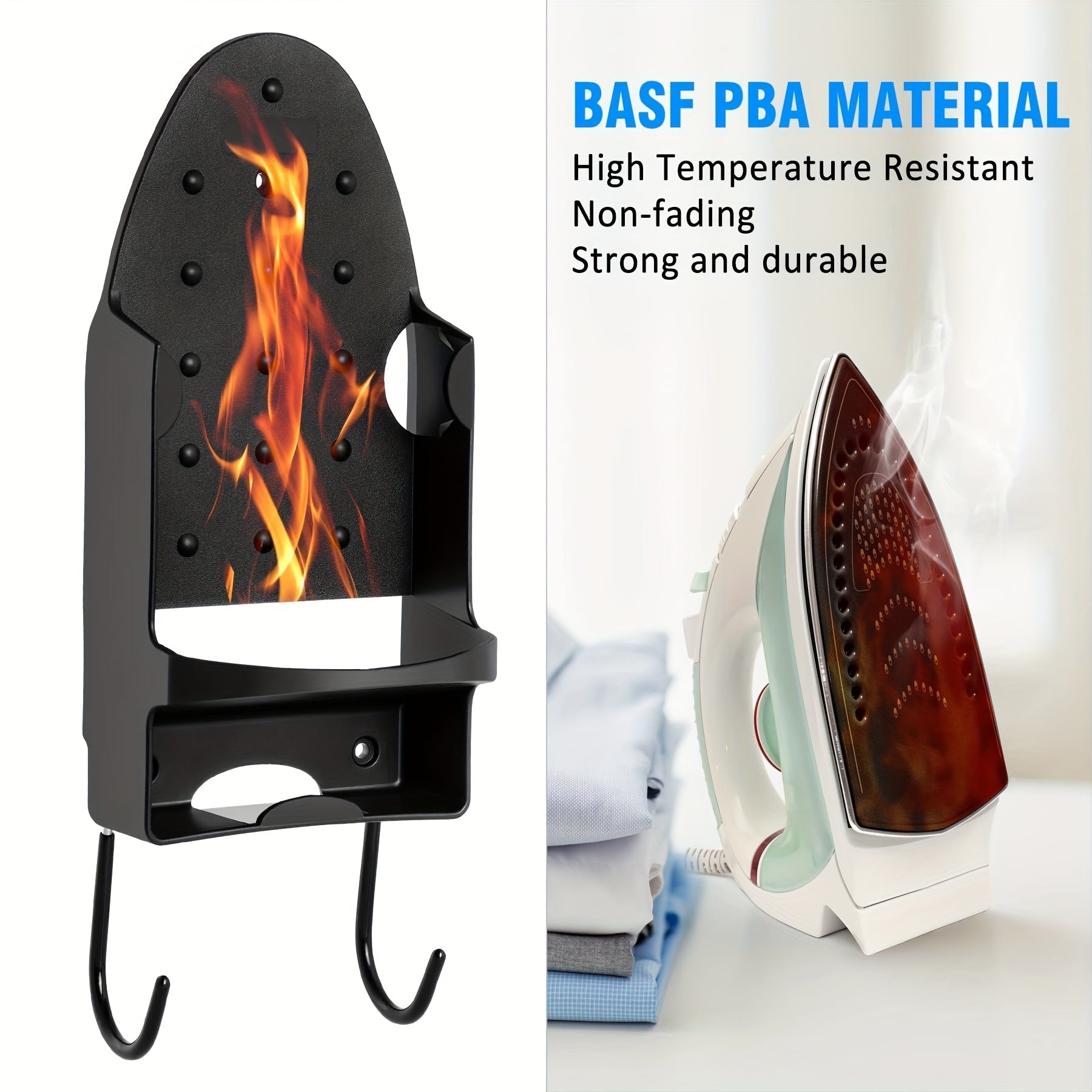 Perchero de pared para tabla de planchar resistente al calor, compatible con hasta 5 pulgadas de ancho