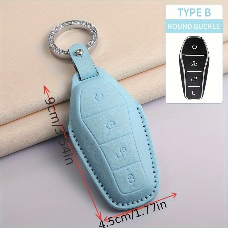 Car Key Cover Leather Case with Diamond Accent for Light Blue Green Purple Models