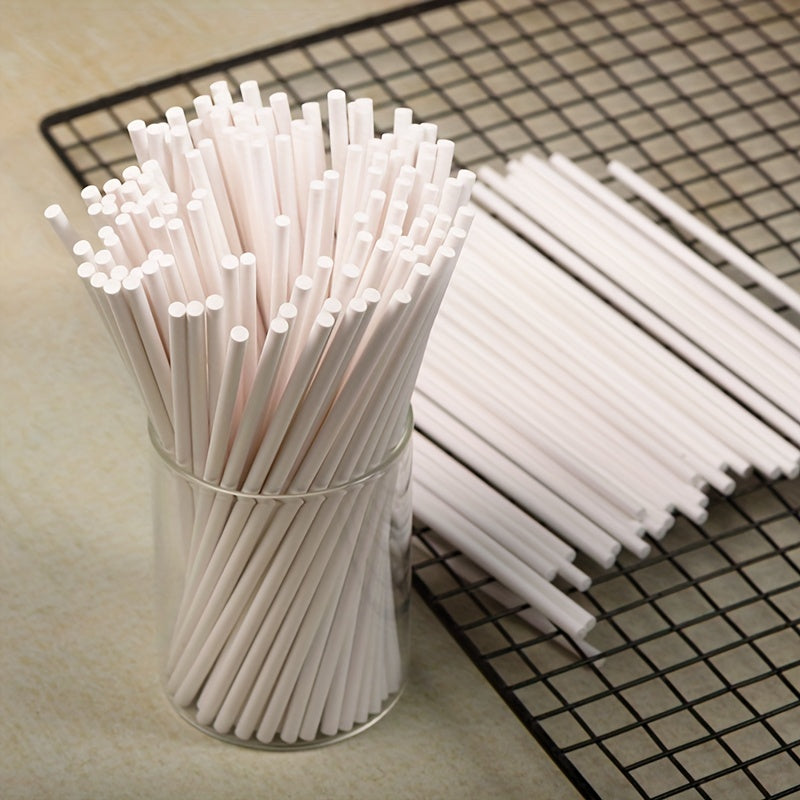 100 White Kraft Paper Cake Pop Sticks for Baking and Decorating