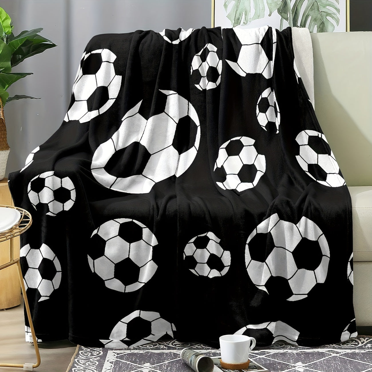 Manta de fútbol suave y cálida con estampado para sofá, cama, camping y viajes