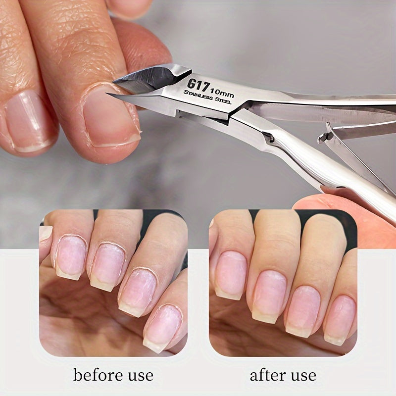 Stainless Steel Cuticle Nippers with 10mm Precision Tip for Dead Skin and Hangnail Care