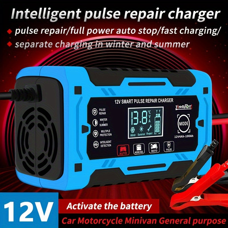 6-Amp 12V Fully Automatic Car Battery Charger for Lead Acid Batteries EU Plug