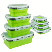 Set of Four Collapsible Silicone Food Storage Containers Stackable Meal Prep Bowls