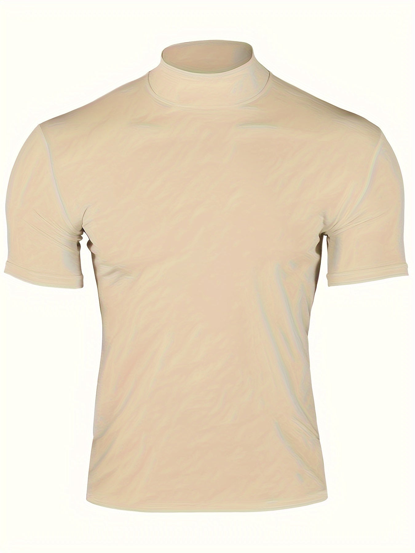 Camiseta deportiva de manga corta con cuello alto ajustado para hombre, ideal para verano y uso casual activo