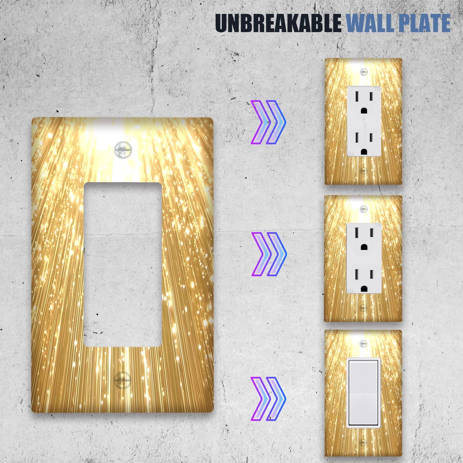 Oltin porloq yoritish kalit qopqog'i, bezakli san'at dizayni, batareyasiz, tozalash oson, uy bezatish uchun ko'p maqsadli, standart o'lcham.