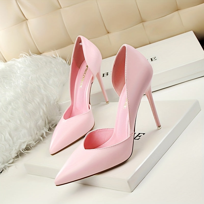 Ayollar uchun pushti stilletto poyabzal, nuqtali oyoq, 4 dyuymli baland poyabzal, klub uchun