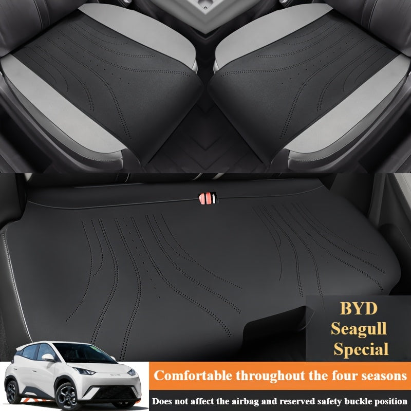 3Pc Synthetic Faux Leather Saddle Seat Cushions for Car All-Season Comfort