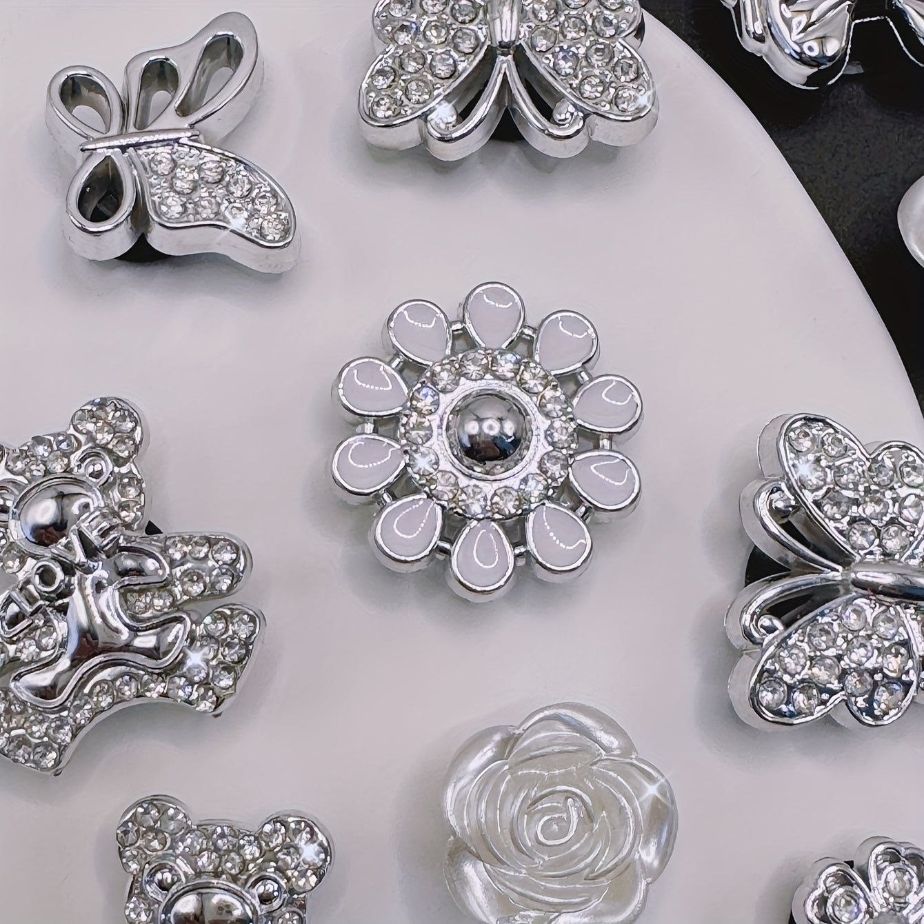 Женские украшения для обуви с rhinestone в виде медведя, цветка и бабочки, 18 шт., аксессуары