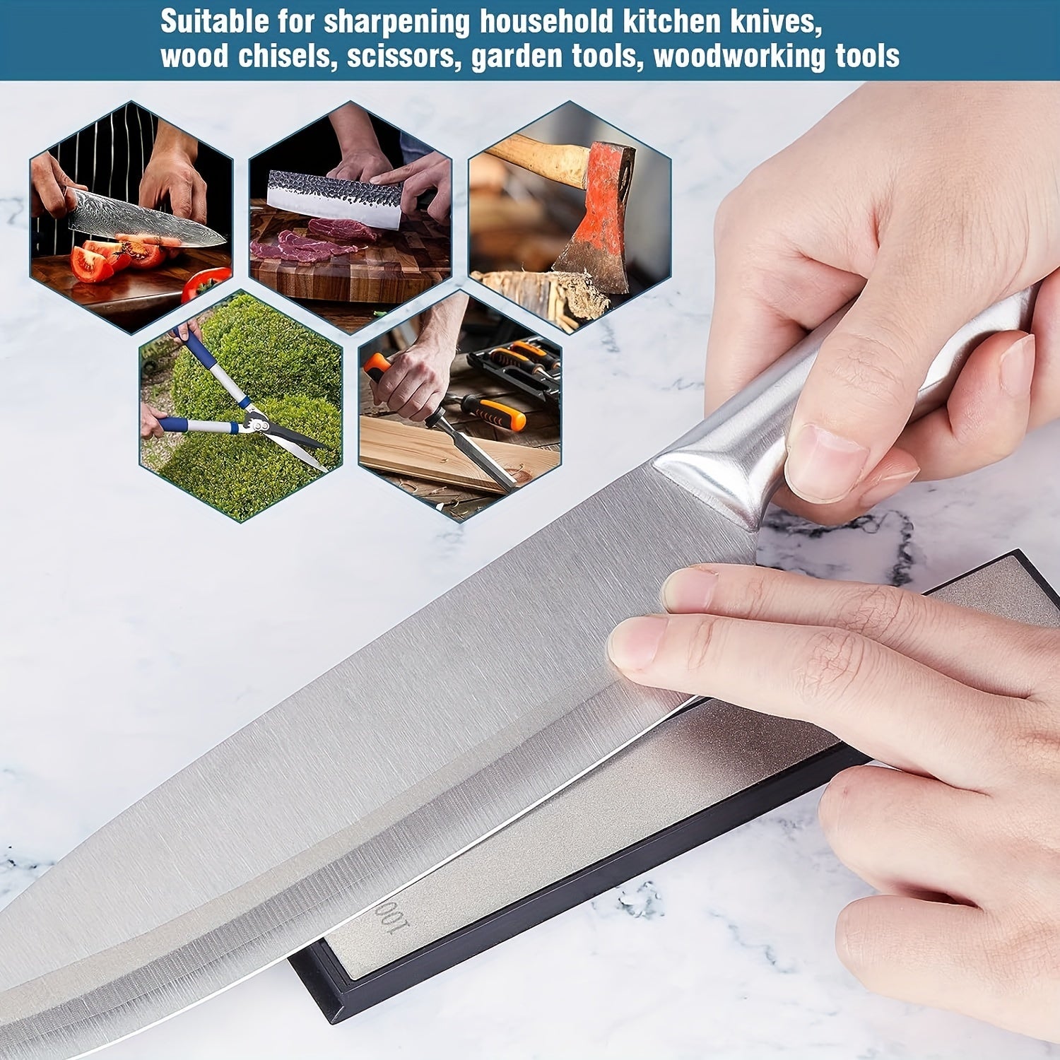 Set of 3/5/6 Diamond Whetstones for Fixed Angle Knife Sharpening with Sharpening Rod and Disc Tools