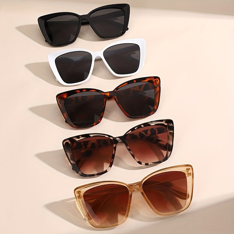 Juego de 5 gafas vintage estilo ojo de gato, gafas cuadradas retro, minimalistas, de moda, cara sencilla